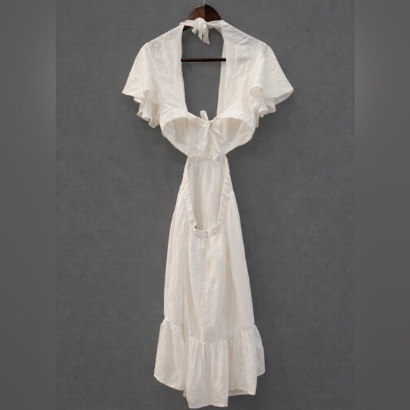 NWT Sabina Musayev Ivory Side & Back Cut Out Midi Dress - Picture 9 of 14